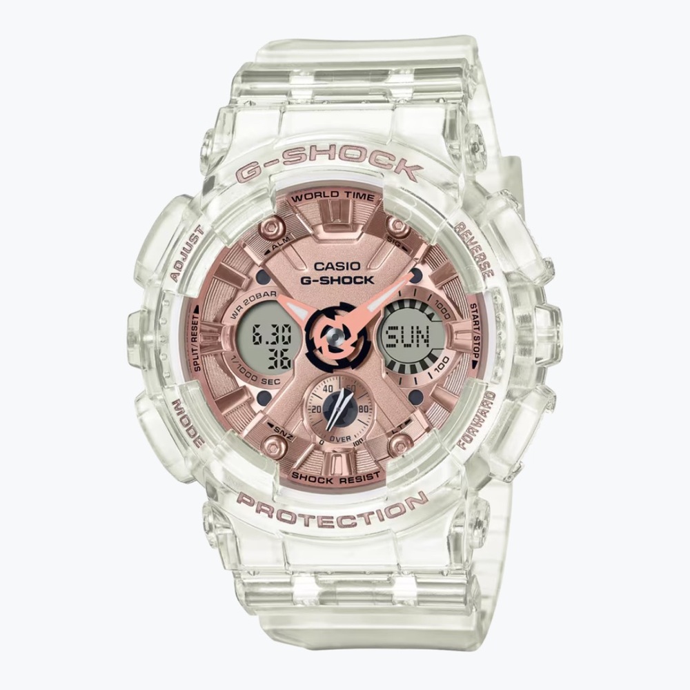 G-shock translucent and rose gold watch GMAS120SR-7A